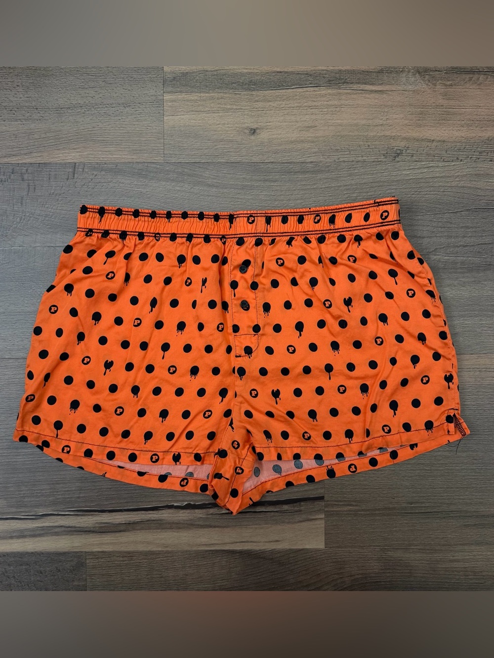 PINK Victoria's Secret Orange and Black Halloween Polka Dot Lounge Shorts Size S